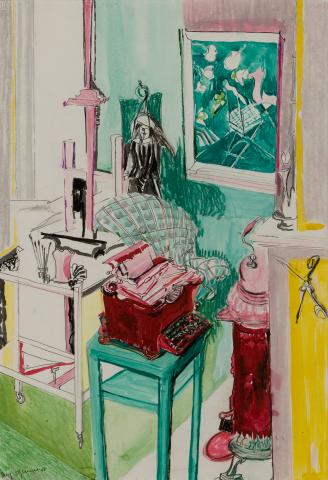 Mig Quinet, Atelier à la machine à écrire, 1948